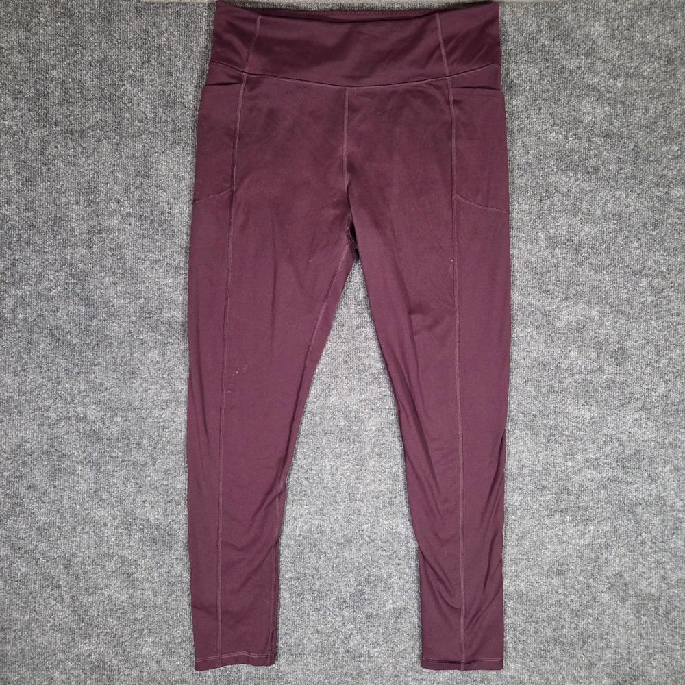 Victoria's Secret Women's High Waisted Leggings Plum Burgundy Side Pockets M